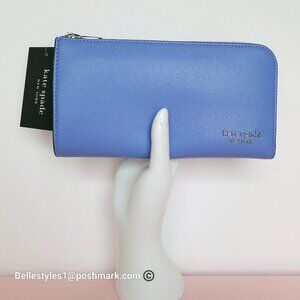 KATE SPADE Devin Saffiano Leather Zip-Around Continental Wallet-Dark Periwinkle⭐